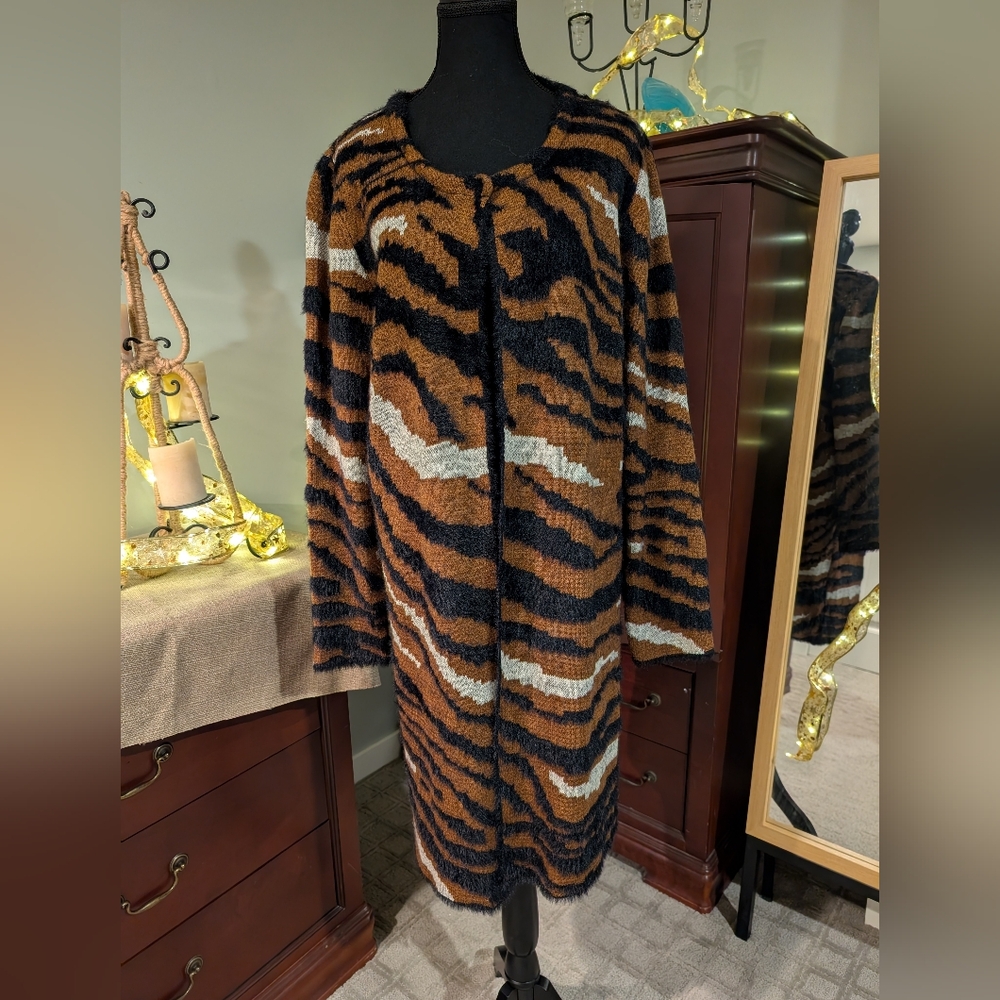 Women's Brown and Black Striped Coat